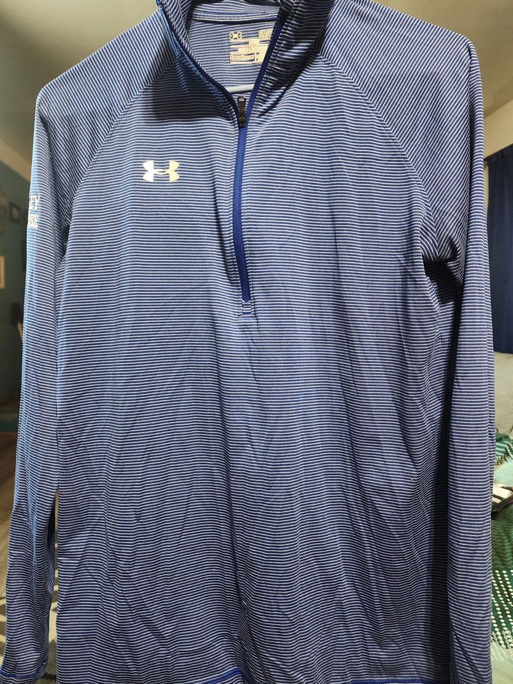 Under Armour Women's Blue Striped Half-Zip Pullover Sz Small